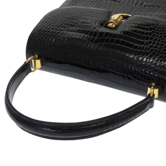 Gucci Crocodile Croco Black Handbag Old Gucci - Picture 4 of 9